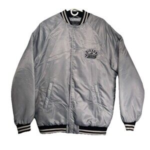 Dixxon Flannel Co Jacket ButtonUp Mens Large Gray Pastime Varsity Quilted Lined